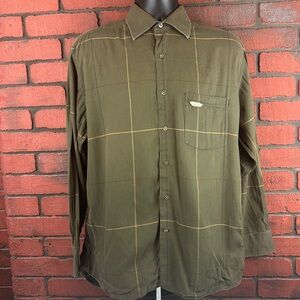 Alex Cannon Mens Medium Green Button-Down Shirt – Casual, Classic‎